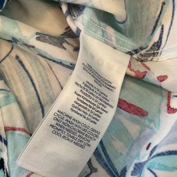 CHAPS No Iron/ Beach Nautical/ Patriotic/ Cuff Sleeve Button Down Blouse Sz XXL - Picture 4 of 4